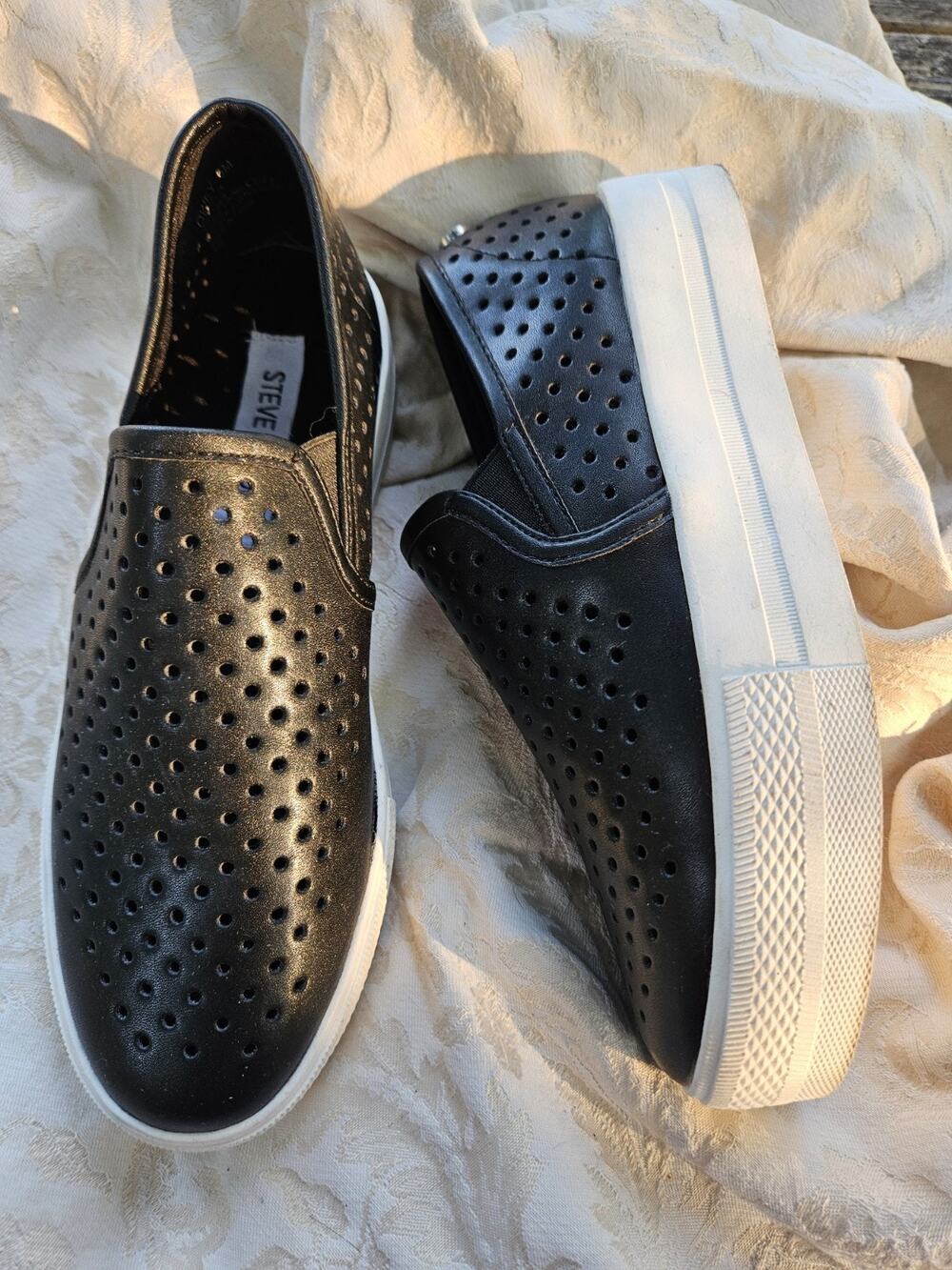 Steve Madden Shoes Womens 6 M Owey Platform Slip-on Sneakers Black Flatform